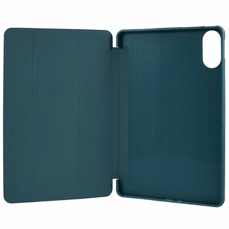 For Xiaomi Poco Pad M1  /  Redmi Pad 2 Pro Case PU Leather + Silicone Tri-Fold Stand Tablet Cover - Blackish Green