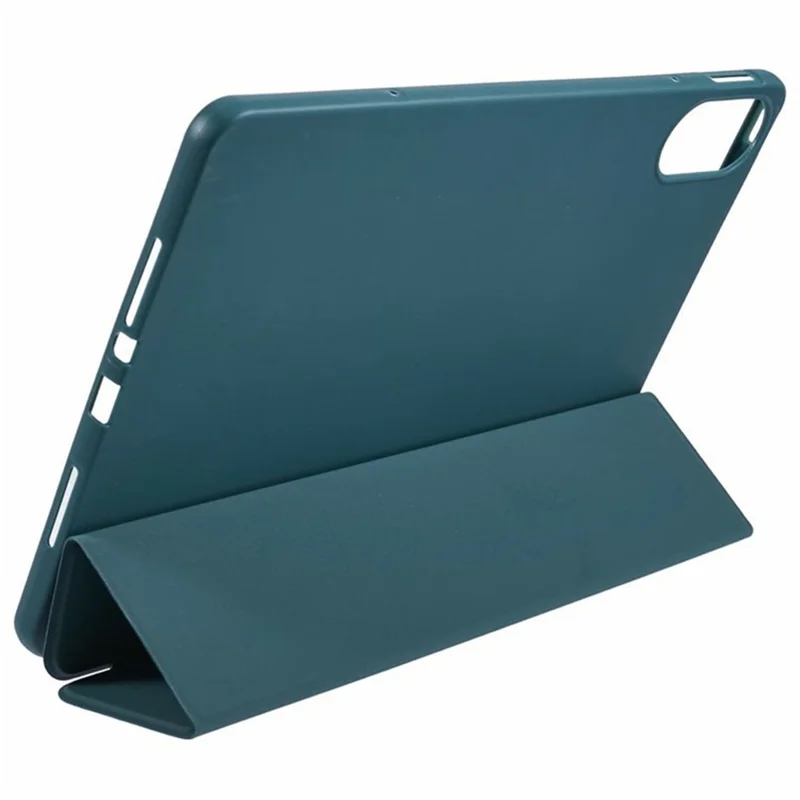 For Xiaomi Poco Pad M1  /  Redmi Pad 2 Pro Case PU Leather + Silicone Tri-Fold Stand Tablet Cover - Blackish Green