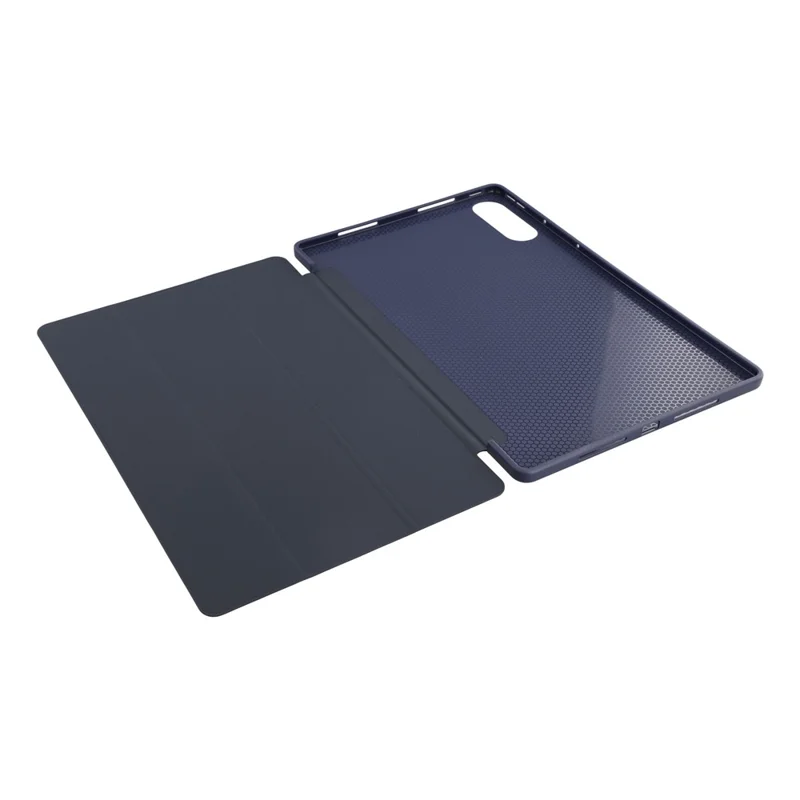 For Lenovo Idea Tab Pro Gen 2 Case PU Leather + Silicone Tri-Fold Stand Tablet Cover - Dark Blue