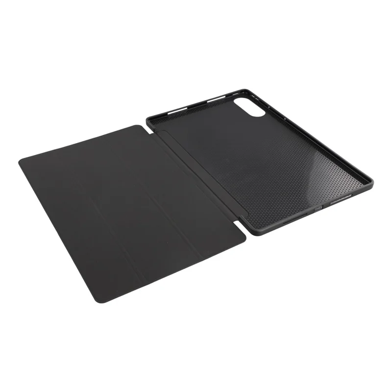 For Lenovo Yoga Tab 11.1 Case PU Leather + Silicone Tri-Fold Stand Tablet Cover - Black