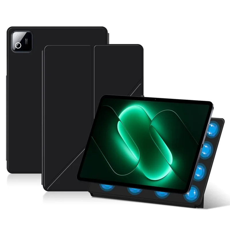 For Xiaomi Pad 9 Leather Case Origami Stand Magnetic Tablet Cover - Black