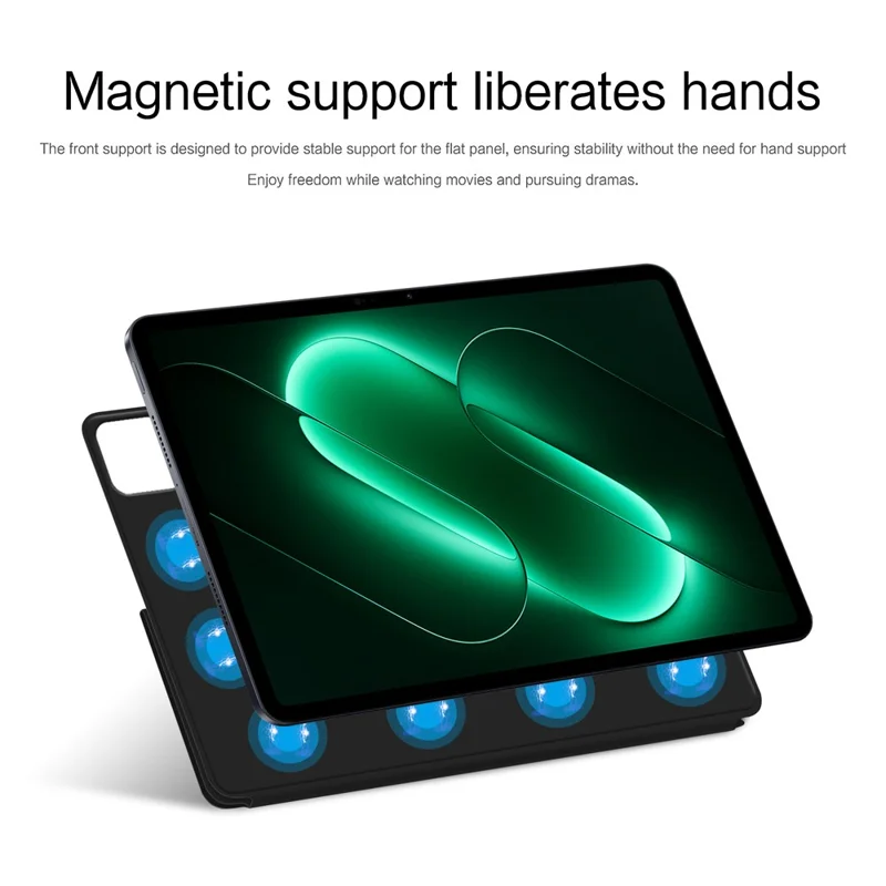 For Xiaomi Pad 9 Leather Case Origami Stand Magnetic Tablet Cover - Black