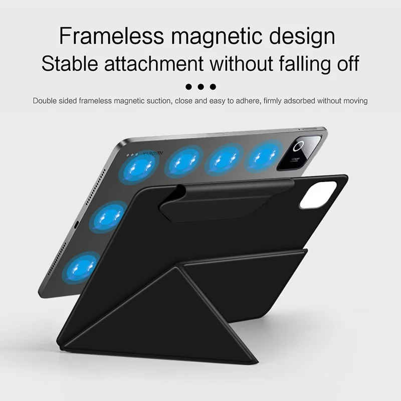 For Xiaomi Pad 9 Leather Case Origami Stand Magnetic Tablet Cover - Black