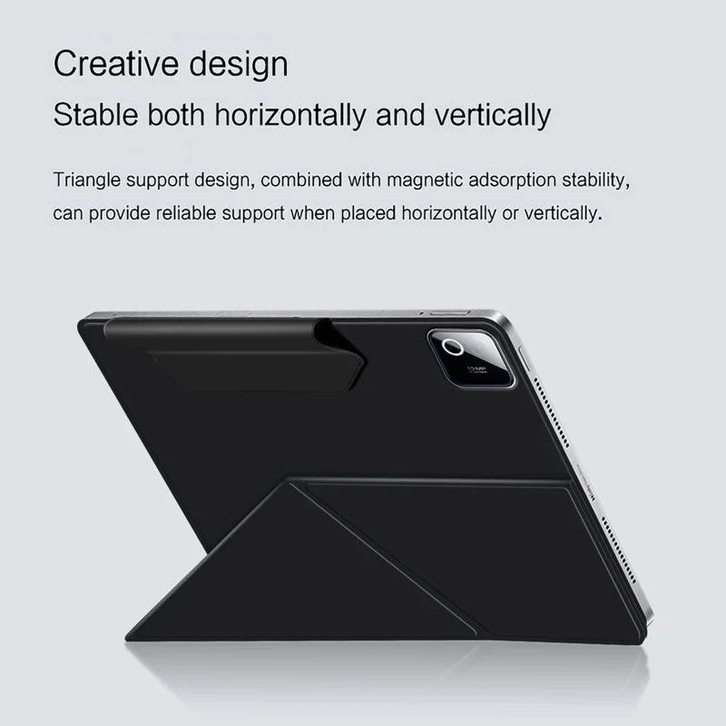 For Xiaomi Pad 9 Leather Case Origami Stand Magnetic Tablet Cover - Black