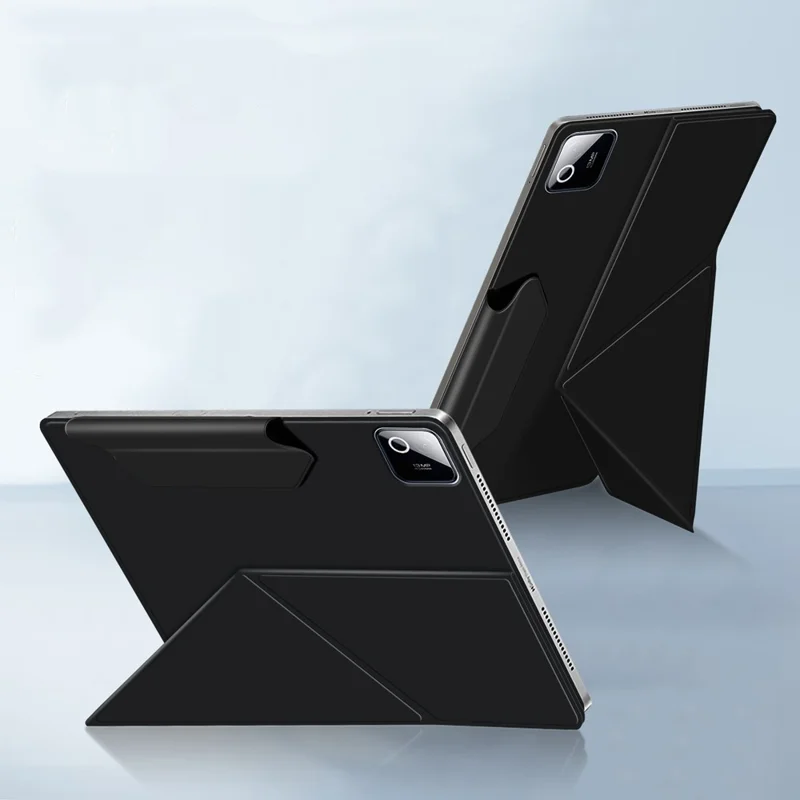 For Xiaomi Pad 9 Leather Case Origami Stand Magnetic Tablet Cover - Black