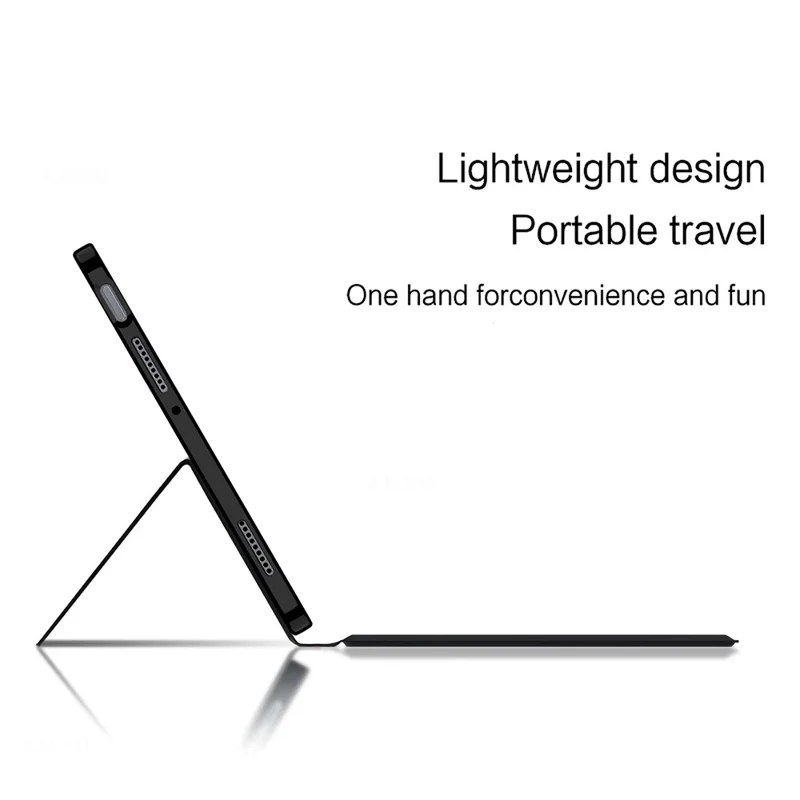 For Xiaomi Pad 9 Leather Case + Touchpad Bluetooth-Compatible Keyboard with Backlit - Black