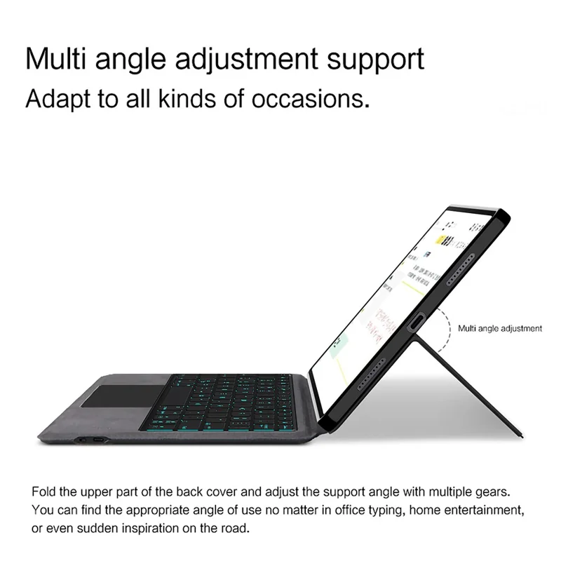 For Xiaomi Pad 9 Leather Case + Touchpad Bluetooth-Compatible Keyboard with Backlit - Black
