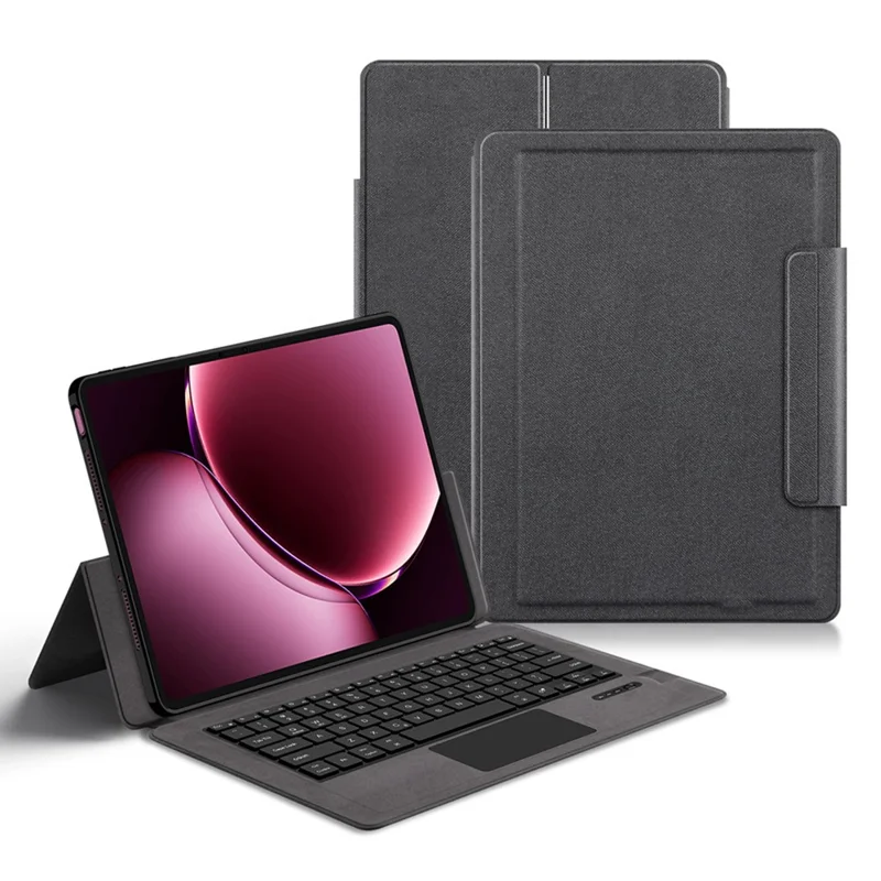 For Xiaomi Pad 9 Pro Max Leather Case + Touchpad Bluetooth-Compatible Keyboard (without Backlit) - Black