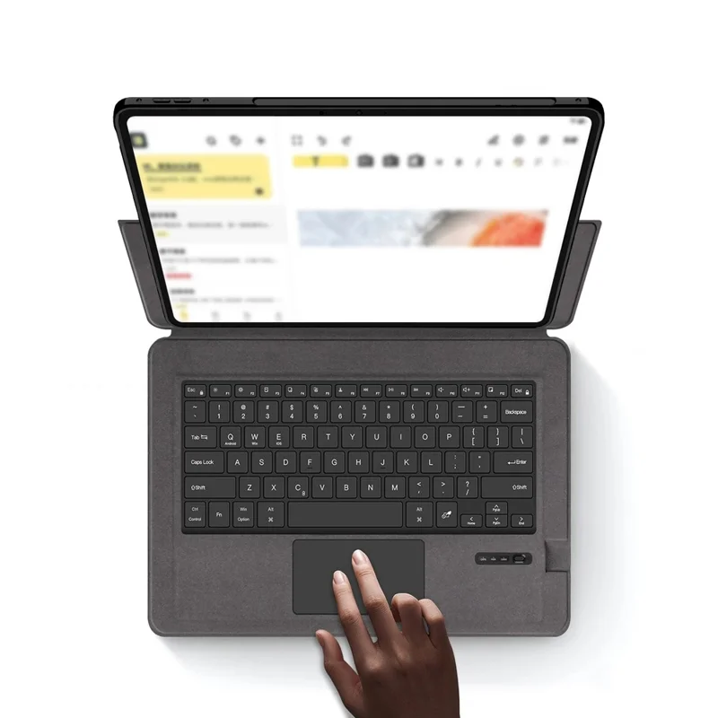 For Xiaomi Pad 9 Pro Max Leather Case + Touchpad Bluetooth-Compatible Keyboard (without Backlit) - Black