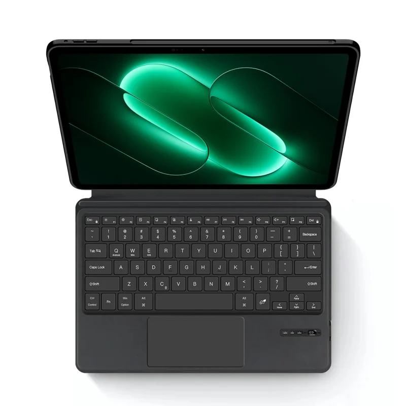 For Xiaomi Pad 9 Pro Leather Case + Touchpad Bluetooth-Compatible Keyboard (without Backlit) - Black
