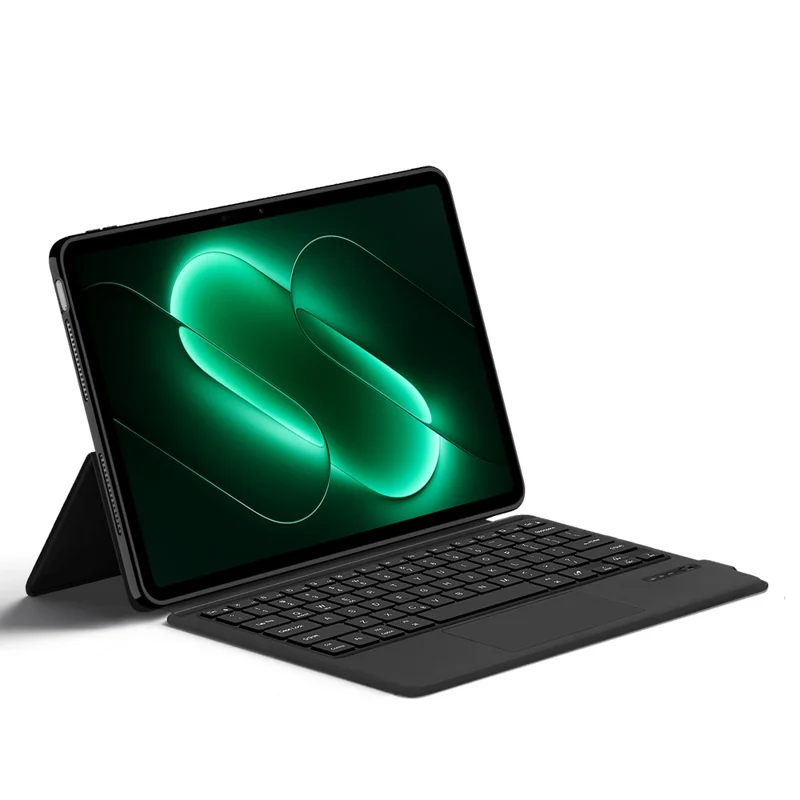 For Xiaomi Pad 9 Pro Leather Case + Touchpad Bluetooth-Compatible Keyboard (without Backlit) - Black