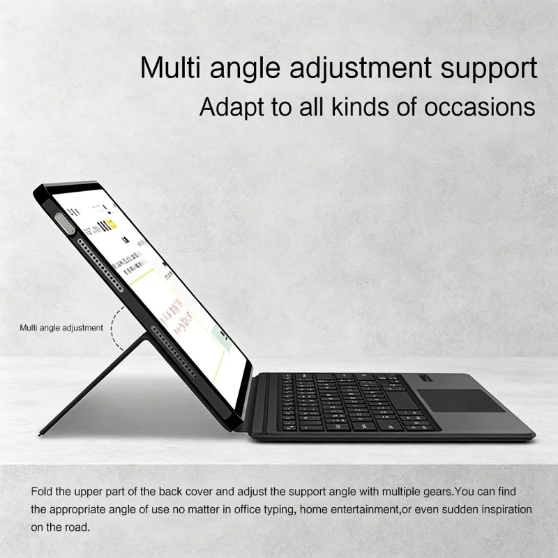 For Xiaomi Pad 9 Pro Leather Case + Touchpad Bluetooth-Compatible Keyboard (without Backlit) - Black