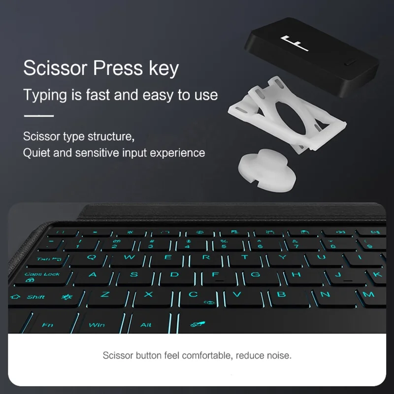 For Xiaomi Pad 9 Pro Leather Case + Bluetooth-Compatible Keyboard with Backlight Trackpad - Black