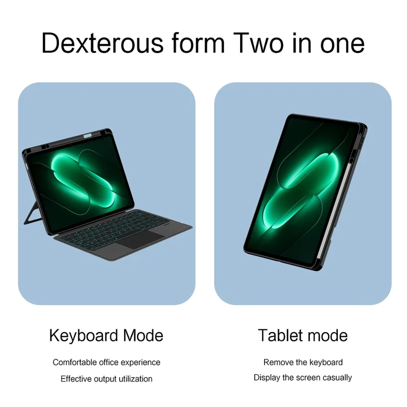 For Xiaomi Pad 9 Pro Leather Case + Bluetooth-Compatible Keyboard with Backlight Trackpad - Black