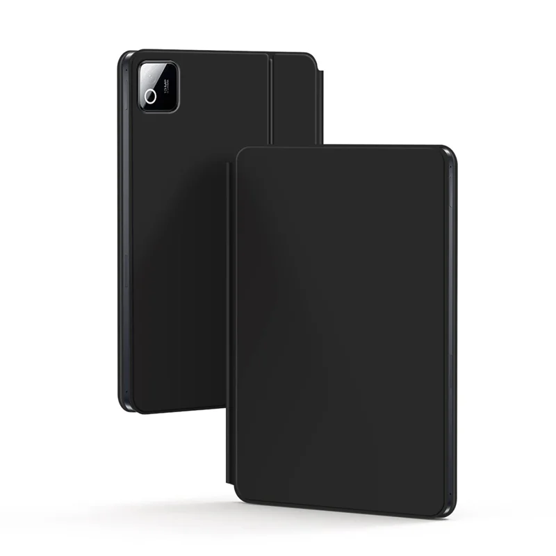 For Xiaomi Pad 9 Pro Magnetic Floating Bluetooth-Compatible Keyboard (English) + Leather Tablet Case - Black