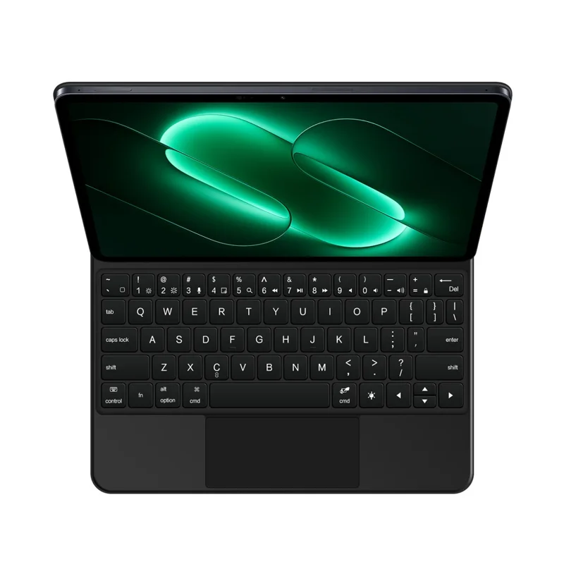 For Xiaomi Pad 9 Pro Magnetic Floating Bluetooth-Compatible Keyboard (English) + Leather Tablet Case - Black