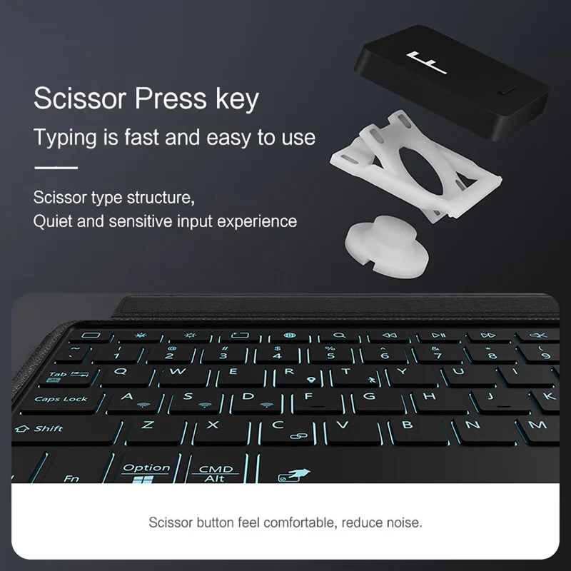 For Xiaomi Pad 9 Leather Case + Bluetooth-Compatible Keyboard with Backlight Trackpad - Black