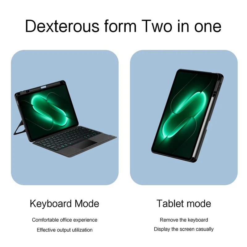For Xiaomi Pad 9 Leather Case + Bluetooth-Compatible Keyboard with Backlight Trackpad - Black