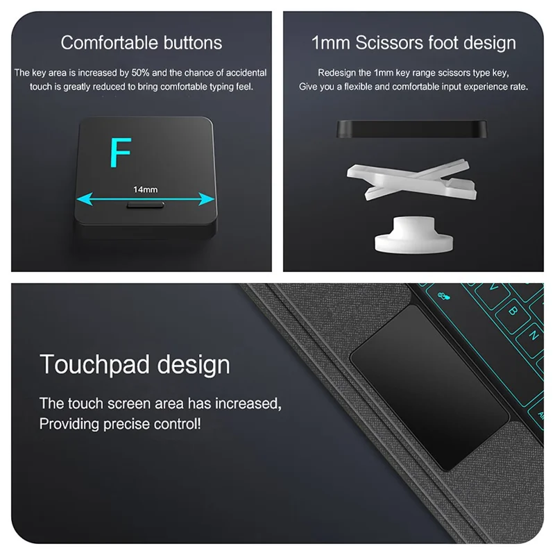 For Xiaomi Pad 9 Leather Case + Bluetooth-Compatible Keyboard with Backlight Trackpad - Black