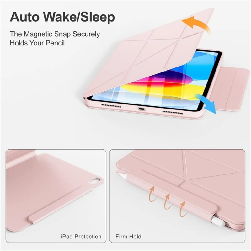 Capa para iPad mini (2024) / (2021) com Costas Transparente Magnética Removível e Dobrável em Y - Rosa