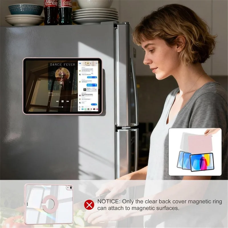 Capa para iPad mini (2024) / (2021) com Costas Transparente Magnética Removível e Dobrável em Y - Rosa