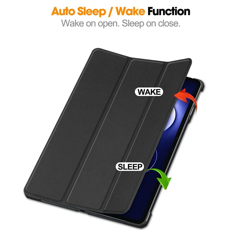 For Xiaomi Pad 9 Pro PU Leather Tablet Case Anti-drop Tri-Fold Stand Slim Protective Cover - Black