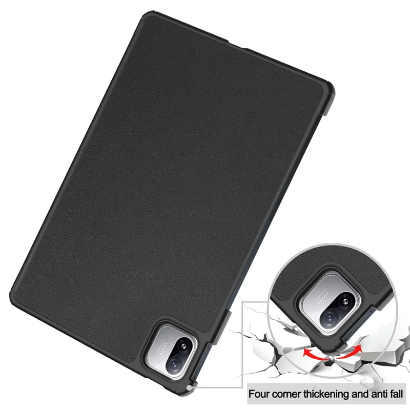 For Xiaomi Pad 9 Pro PU Leather Tablet Case Anti-drop Tri-Fold Stand Slim Protective Cover - Black