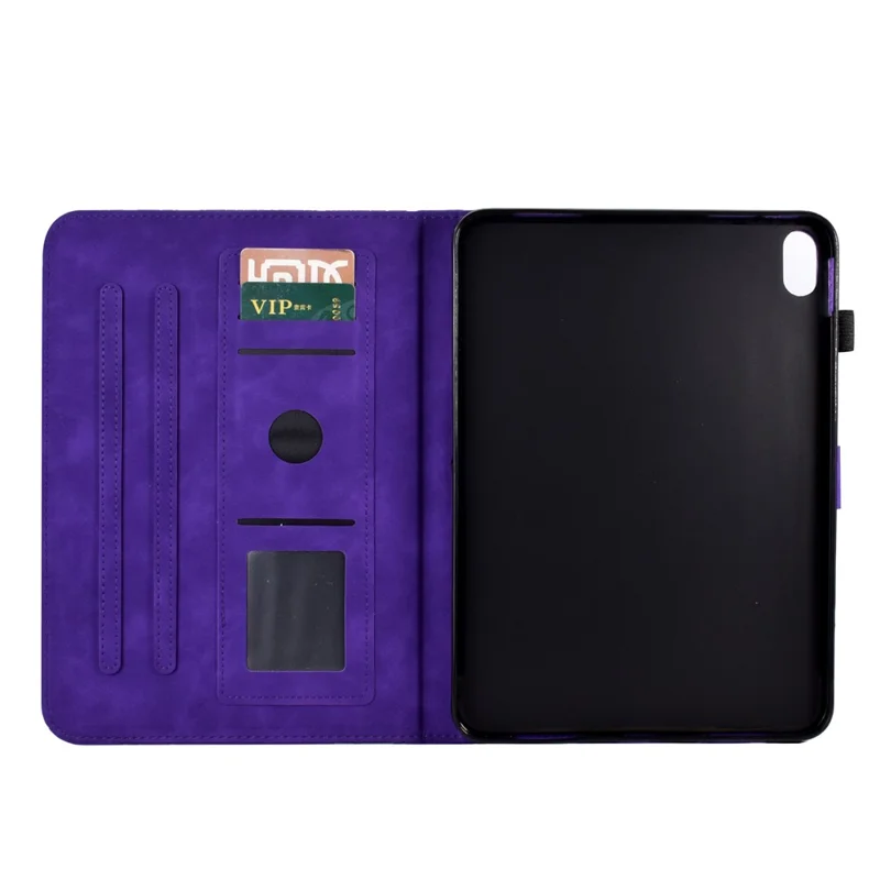 For iPad mini (2026) Leather Case Tree Pattern Card Slots Stand Cover - Purple
