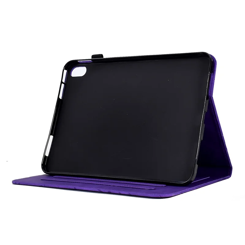 For iPad mini (2026) Leather Case Tree Pattern Card Slots Stand Cover - Purple