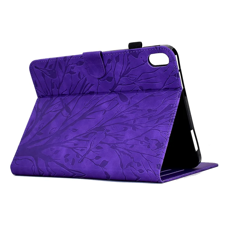 For iPad mini (2026) Leather Case Tree Pattern Card Slots Stand Cover - Purple