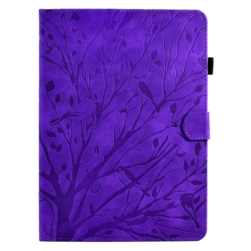For iPad mini (2026) Leather Case Tree Pattern Card Slots Stand Cover - Purple