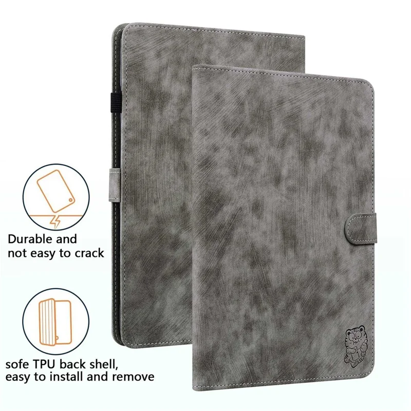 For Huawei MatePad Pro 10.8 (2021) Cute Tiger Pattern Imprinted Tablet Case Adjustable Stand Design TPU+PU Leather Shell with Card Slot - Grey