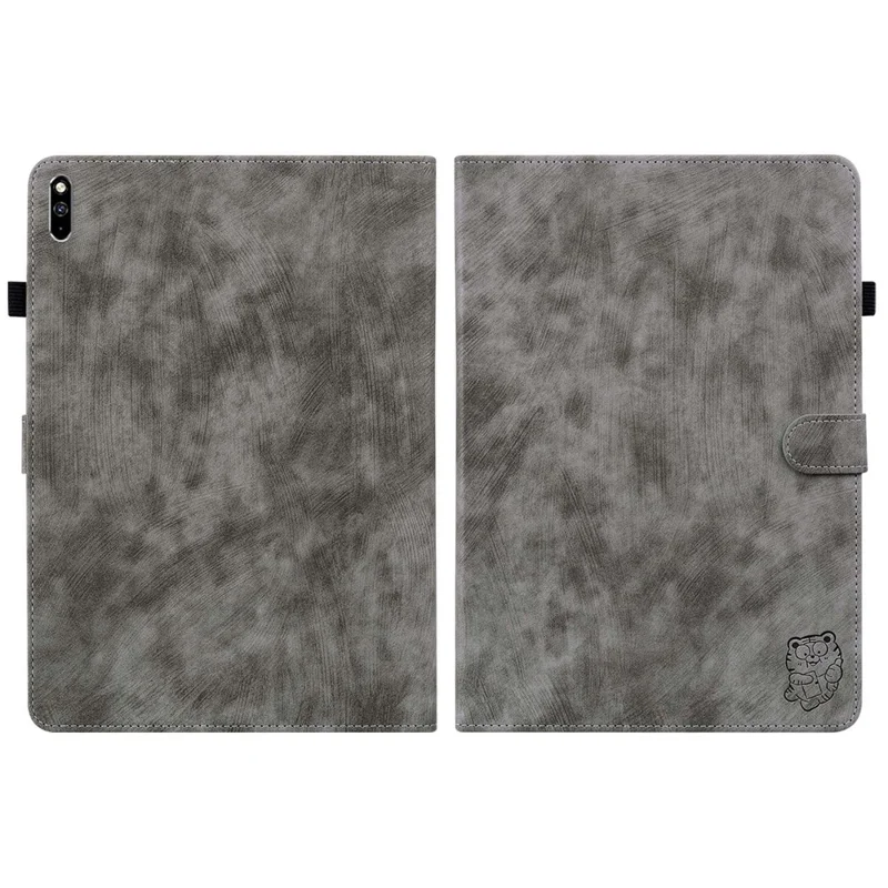 For Huawei MatePad Pro 10.8 (2021) Cute Tiger Pattern Imprinted Tablet Case Adjustable Stand Design TPU+PU Leather Shell with Card Slot - Grey