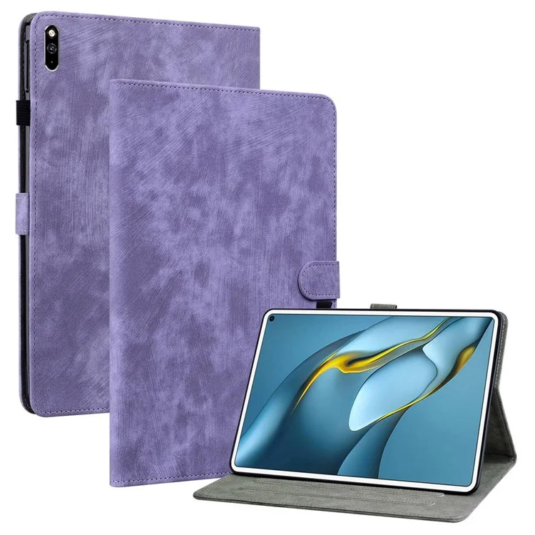 Pour Huawei Matepad Pro 10.8 (2021) Motage Tiger Tiger Tablet Castet Case Ajustement Stand Réglable Tpu + pu Cuir Shell With Card Slot - Violet