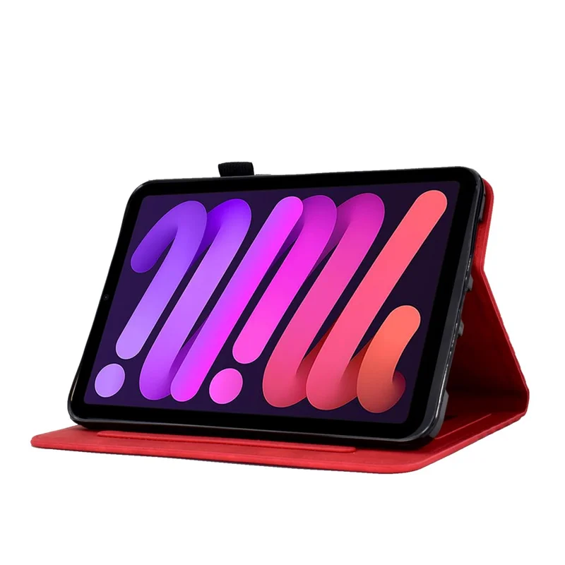 Funda para iPad mini (2026) con Ranuras para Tarjetas, Funda de Cuero con Patrón Geométrico - Rojo
