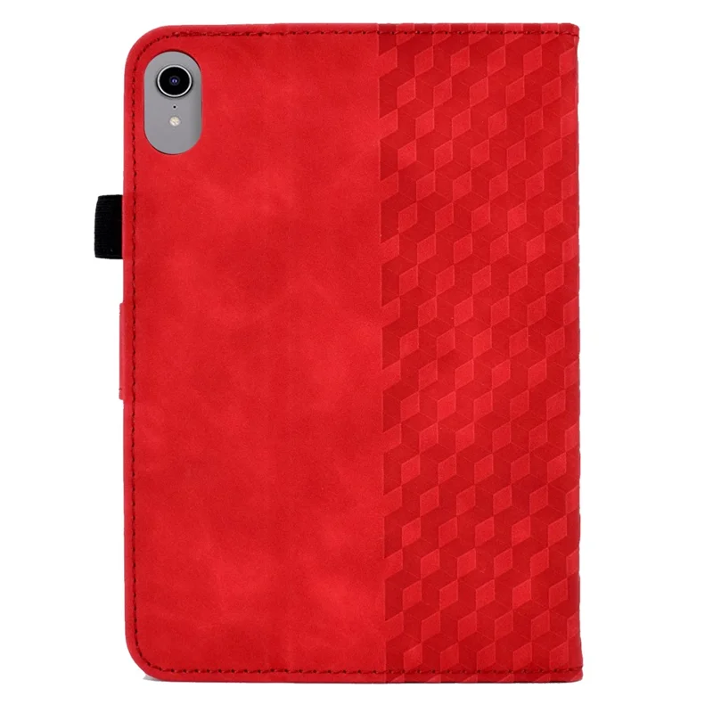Funda para iPad mini (2026) con Ranuras para Tarjetas, Funda de Cuero con Patrón Geométrico - Rojo