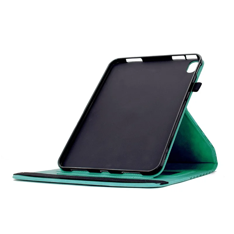 For iPad mini (2026) Case Rotary Stand Card Slots Block Pattern Leather Cover - Light Green