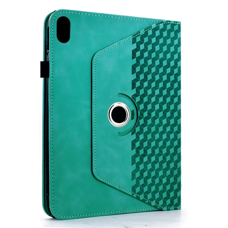 For iPad mini (2026) Case Rotary Stand Card Slots Block Pattern Leather Cover - Light Green