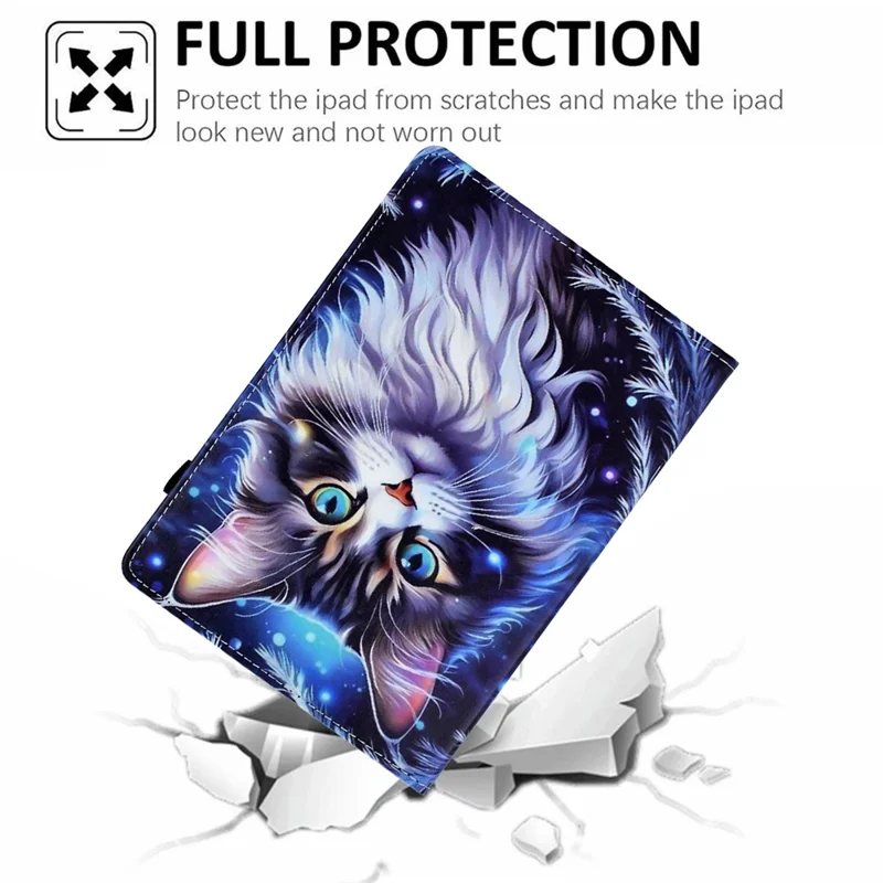 For iPad mini (2026) Case Pattern Printing Leather Tablet Cover with Card Holder - Cat