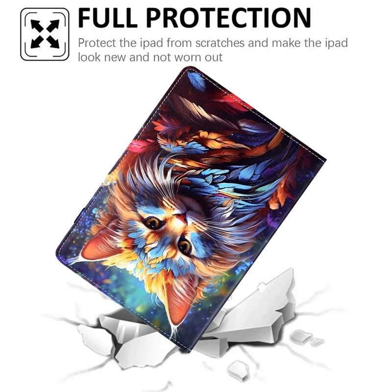For iPad mini (2026) Case Pattern Printing Leather Tablet Cover with Card Holder - Shining Cat