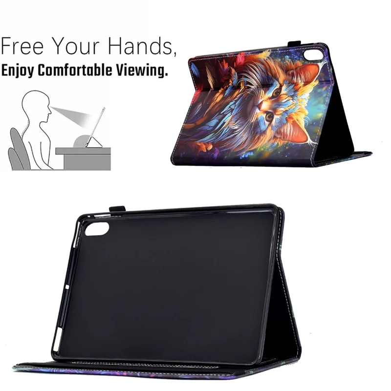 For iPad mini (2026) Case Pattern Printing Leather Tablet Cover with Card Holder - Shining Cat