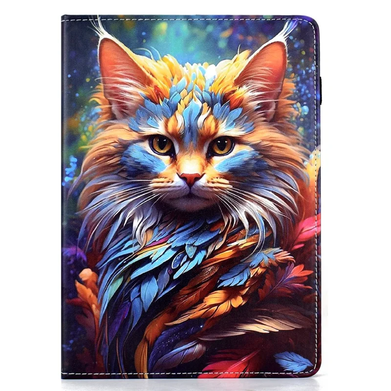 For iPad mini (2026) Case Pattern Printing Leather Tablet Cover with Card Holder - Shining Cat