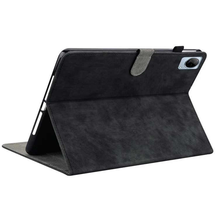 Para Vivo Pad Stand Dobrável Design de Tigre Fofo Estojo de Comprimido Impressa TPU+PU Couro Anti-vestuário Com Slot de Cartão - Preto