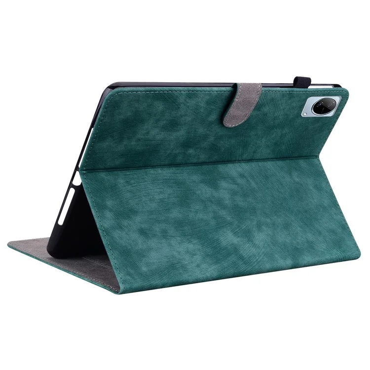 Für Vivo Pad Falten Ständer Design Süßes Tigermuster Geprägtes Tablet Hülle TPU+PU Leder Anti-wear-shell Mit Kartensteckplatz - Grün