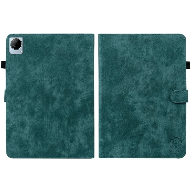 Für Vivo Pad Falten Ständer Design Süßes Tigermuster Geprägtes Tablet Hülle TPU+PU Leder Anti-wear-shell Mit Kartensteckplatz - Grün