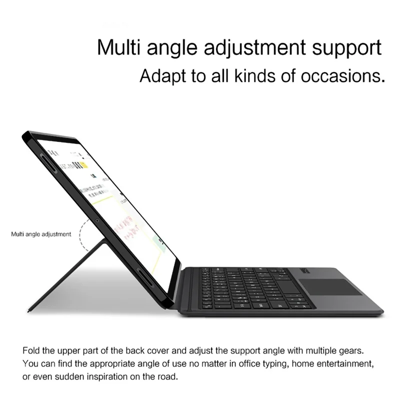 For Samsung Galaxy Tab S12+ Leather Case + Touchpad Bluetooth-Compatible Keyboard (without Backlit) - Black