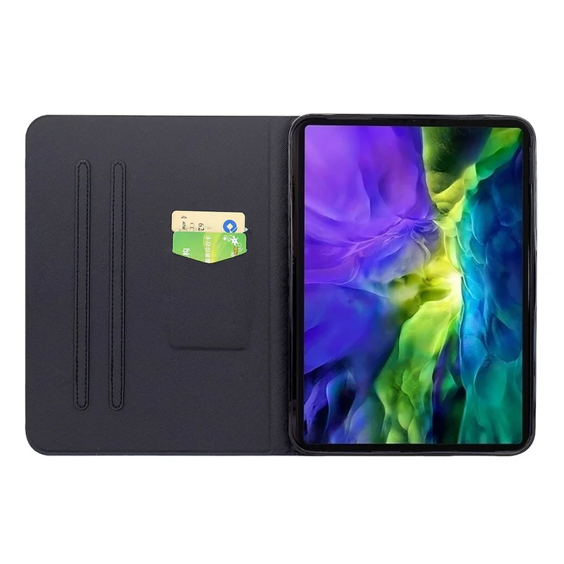 For iPad mini (2026) Case Pattern Printing Stand Leather Tablet Cover with Card Slots - Starry Night Cat