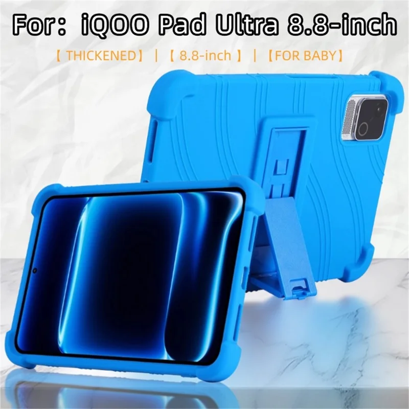 For vivo iQOO Pad Ultra Tablet Case Adjustable Kickstand Silicone Tablet Protective Cover - Dark Blue