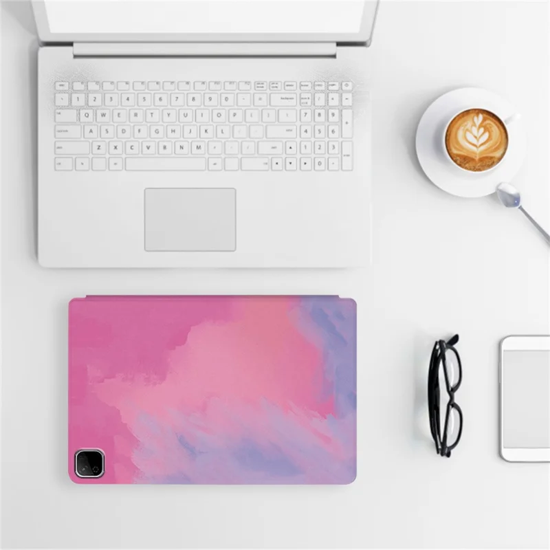 For Honor Pad X9b Max Case Watercolor Pattern PU Leather Stand Tablet Cover - Deep Pink