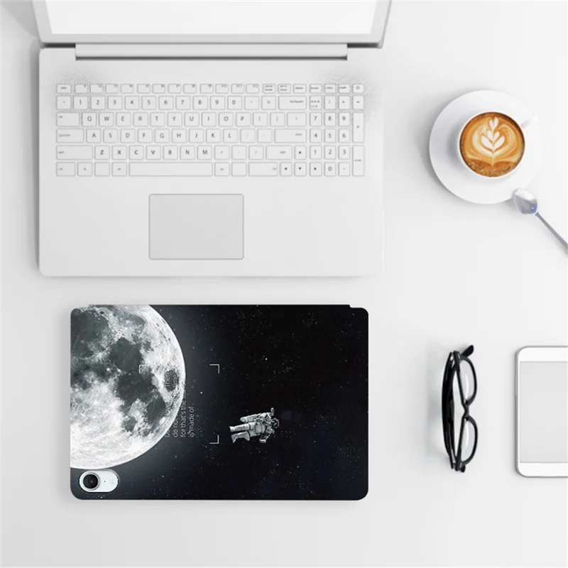 For iPad mini (2026) Case Astronaut Printed PU Leather Tablet Protective Cover - Style B